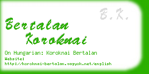 bertalan koroknai business card